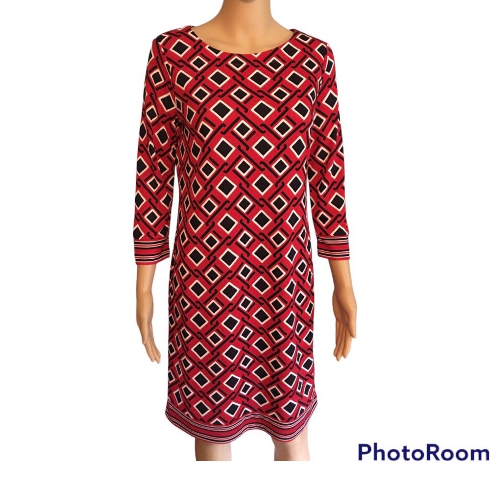 Talbots Diamond Patterned Shift Dress in S/P